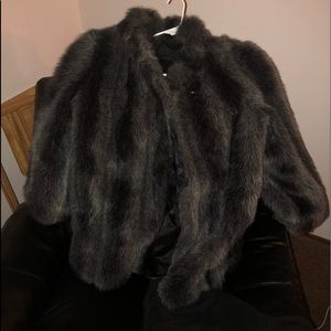Womens Grey faux fur coat size L